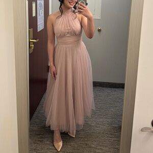 Selfie Leslie Dusty Rose Tulle Halter Prom Dress